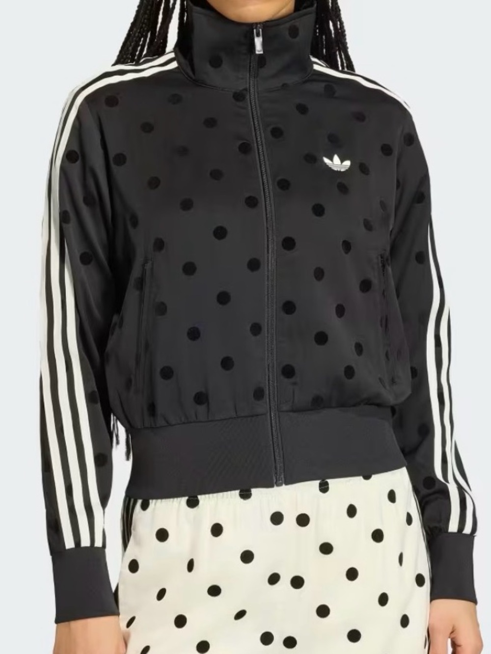 Adidas Black Polka Dot Track Jacket with Black polka dot shorts - polka set - Picture 2 of 6